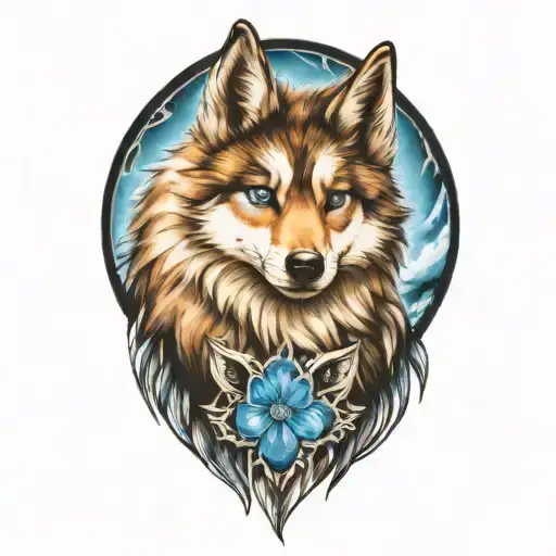 Cherokee Wolf Puppy Blue Eyes And Blue Merle Fur