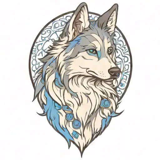 Cherokee Happy Wolf Puppy Blue Eyes And Blue Merle Fur