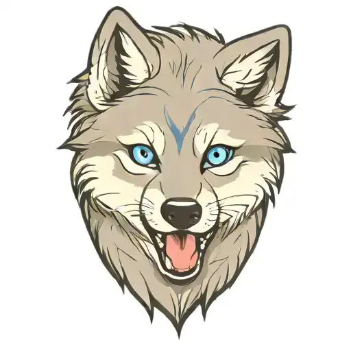 Cherokee Happy Gray Wolf Puppy Blue Eyes