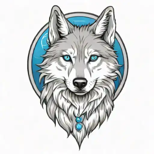 Cherokee Happy Gray Wolf Puppy Blue Eyes