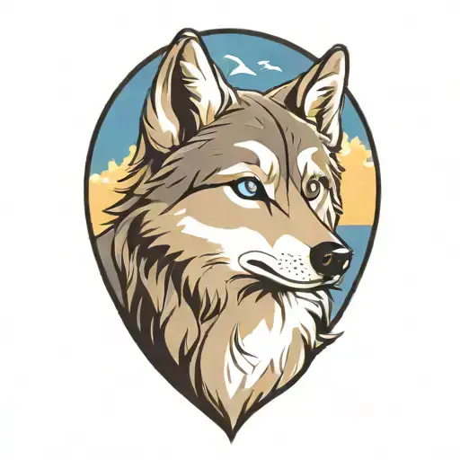 Cherokee Happy Gray Wolf Puppy Blue Eyes