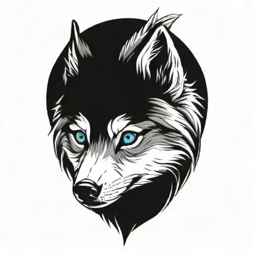 Cherokee Gray Wolf Puppy Blue Eyes Happy