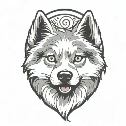 Happy Blue Merle Pomsky Blue Eyes Surrounded