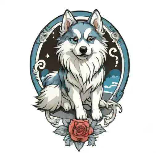 Happy Blue Merle Pomsky Blue Eyes Surrounded