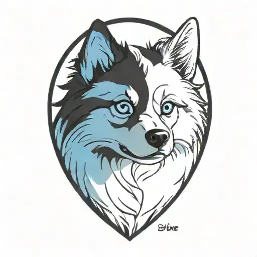 Happy Blue Merle Pomsky Blue Eyes Surrounded