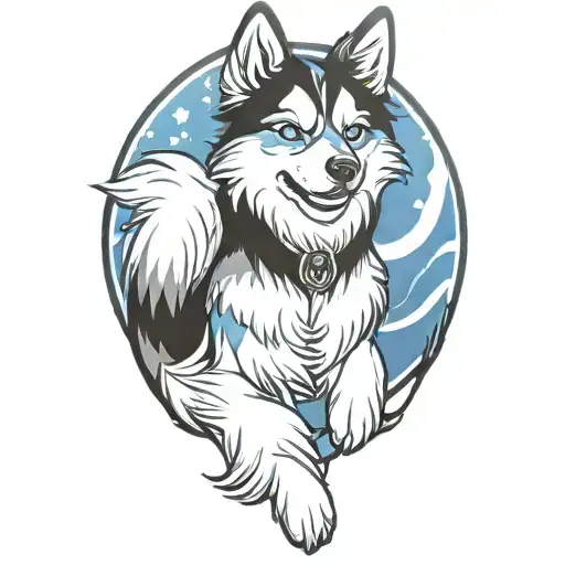 Happy Blue Merle Pomsky Blue Eyes Surrounded