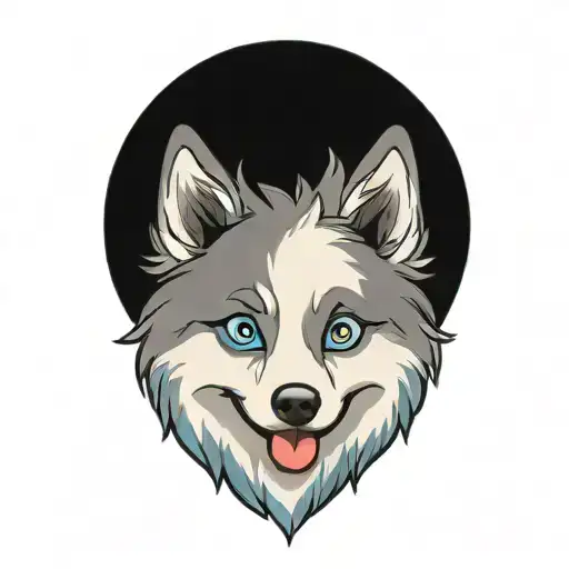 Happy Blue Merle Pomsky Blue Eyes Surrounded