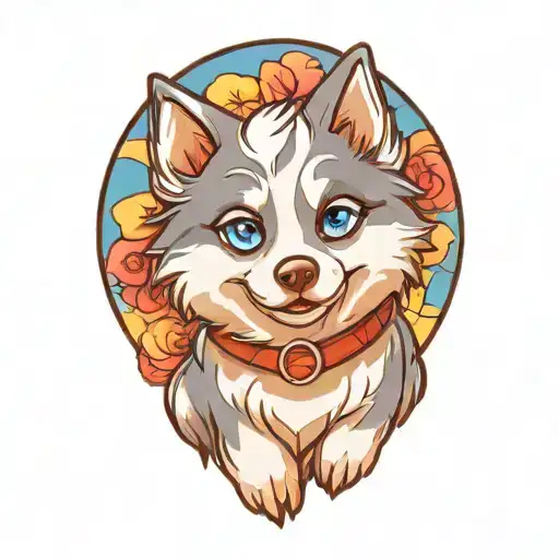 Happy Blue Merle Pomsky Blue Eyes Surrounded