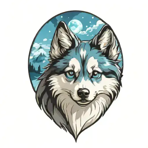 Happy Blue Merle Pomsky Blue Eyes Surrounded