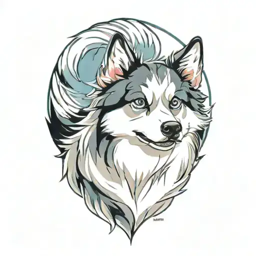 Happy Blue Merle Pomsky Blue Eyes Surrounded