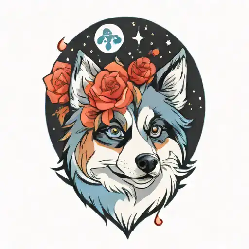 Happy Blue Merle Pomsky Blue Eyes Surrounded