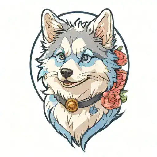 Happy Blue Merle Pomsky Blue Eyes Surrounded