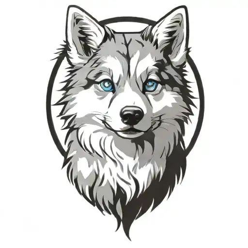 Happy Blue Merle Pomsky Blue Eyes Surrounded