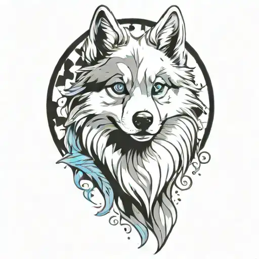 Happy Blue Merle Pomsky Blue Eyes Surrounded