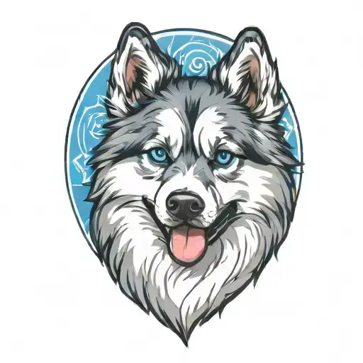 Happy Blue Merle Pomsky Blue Eyes Surrounded