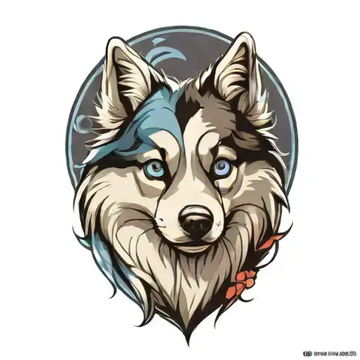 Happy Blue Merle Pomsky Blue Eyes Surrounded