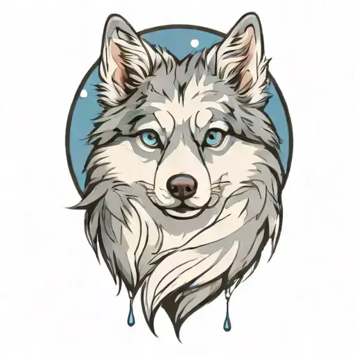 Happy Blue Merle Pomsky Blue Eyes Surrounded