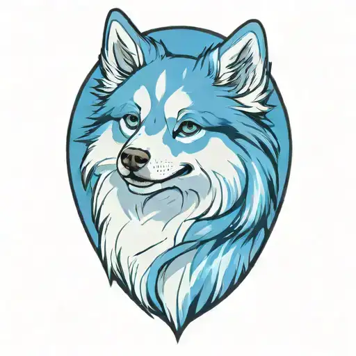 Happy Blue Merle Pomsky Blue Eyes Surrounded