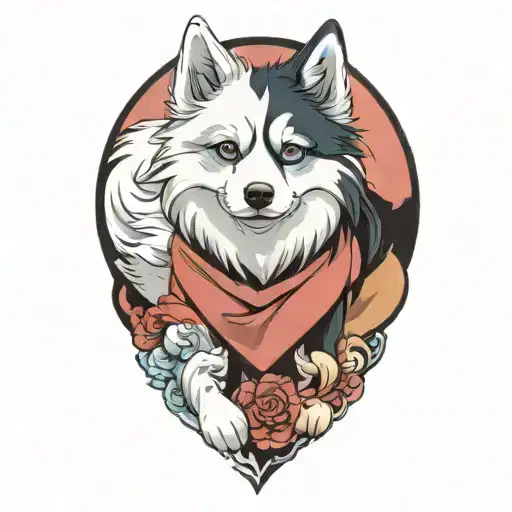 Happy Blue Merle Pomsky Blue Eyes Surrounded