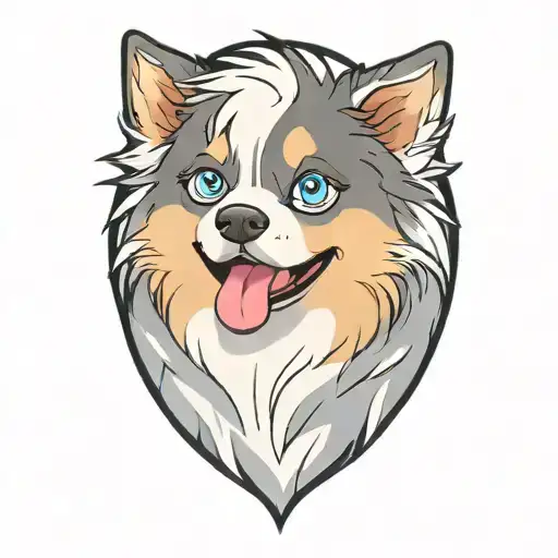 Happy Blue Merle Pomsky Blue Eyes Surrounded