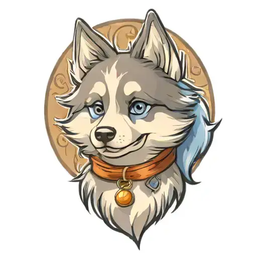 Happy Blue Merle Pomsky With Blue Eyes