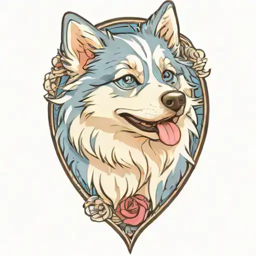 Happy Blue Merle Pomsky With Blue Eyes