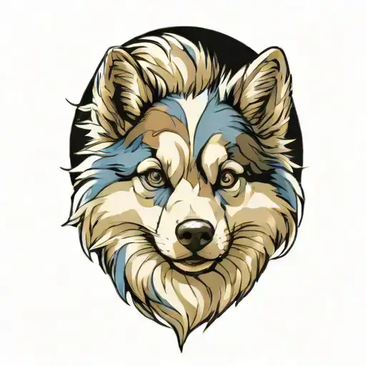 Happy Blue Merle Pomsky With Blue Eyes