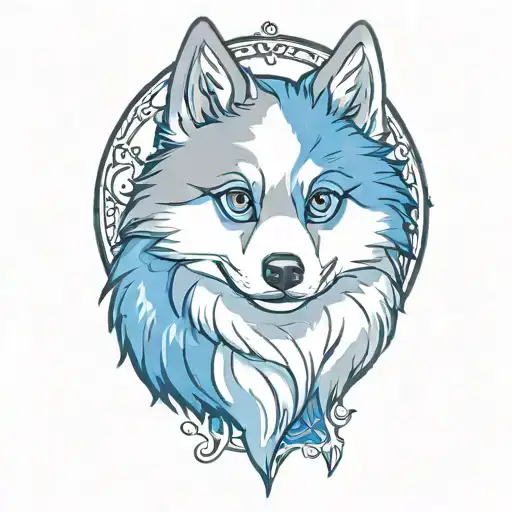 Happy Blue Merle Pomsky With Blue Eyes Cherokee Surround