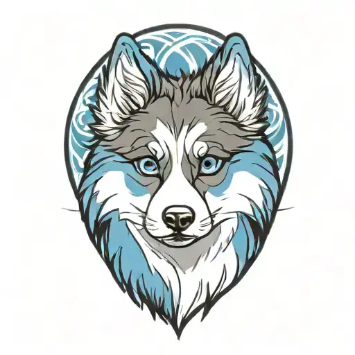 Happy Blue Merle Pomsky With Blue Eyes Cherokee Surround