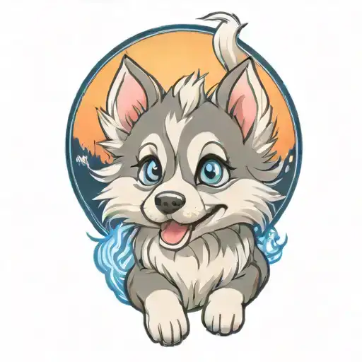 Happy Blue Merle Pomsky Puppy With Blue Eyes Cherokee Surround