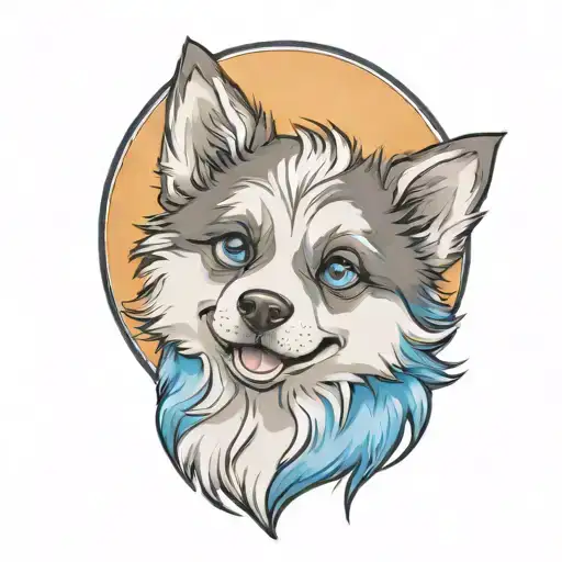 Happy Blue Merle Pomsky Puppy With Blue Eyes Cherokee Surround