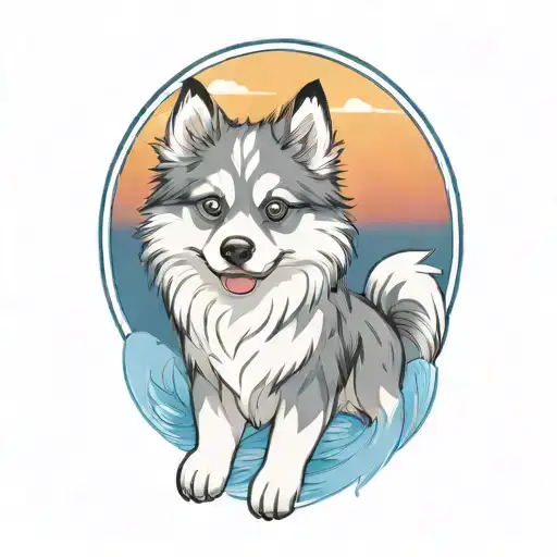 Happy Blue Merle Pomsky Puppy With Blue Eyes Cherokee Surround