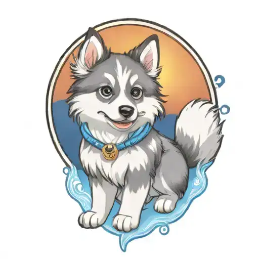 Happy Blue Merle Pomsky Puppy With Blue Eyes Cherokee Surround