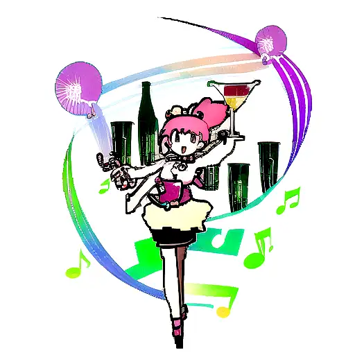 A K-pop Idol Holding A Cocktail Glass With Musical Instruments As Background