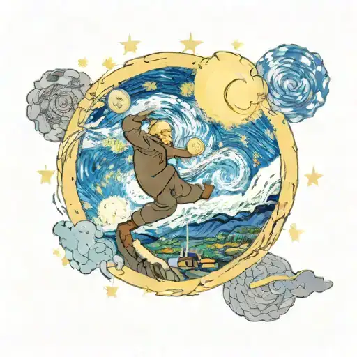 Vincent Van Gogh Stary Nigh With A Nebulas Background