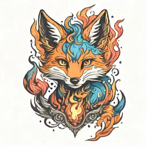 Fox Colorful Cute Fire