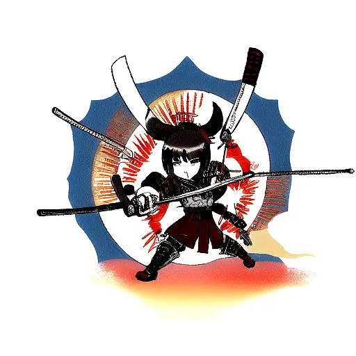 Samurai Holding Katana With Traditional Armor Surrounded By Souls Of Dead Enemies