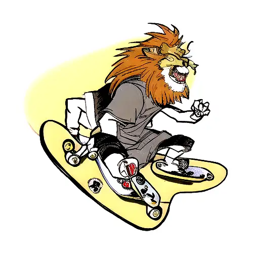 A Lion Wearing A Skateboard Helmet And Gripping A Skateboard With Its Claws