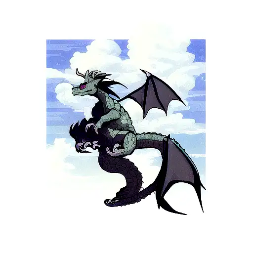 Dragon With Clouds Background For Leg