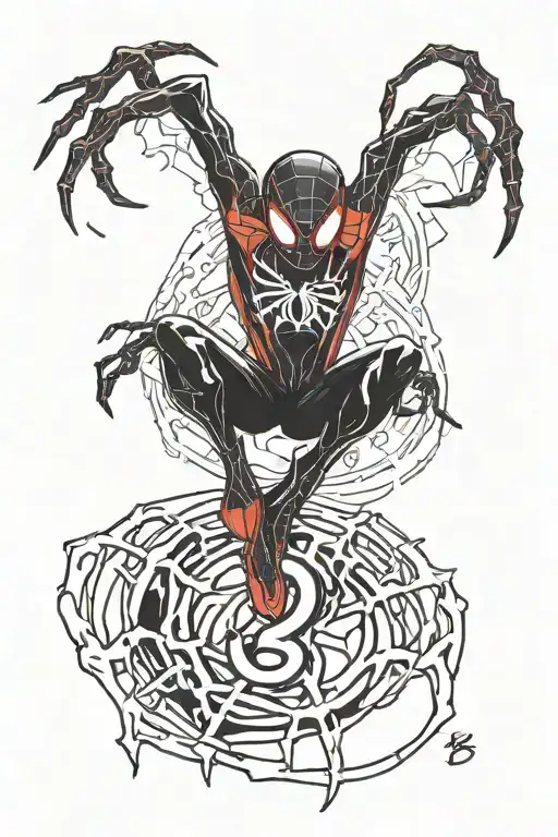 The Number 28 Inside Miles Morales Spider Logo Incorporated