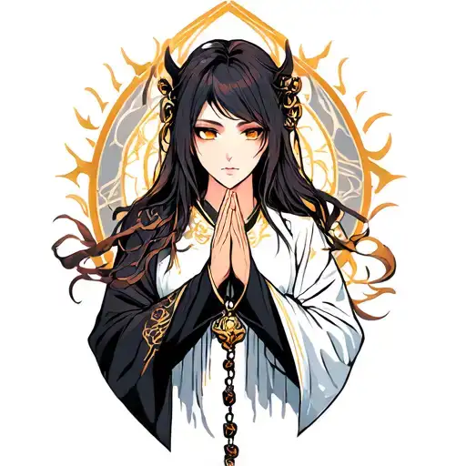 Gyomei Himegima Demon Slayer Praying With A Rosary