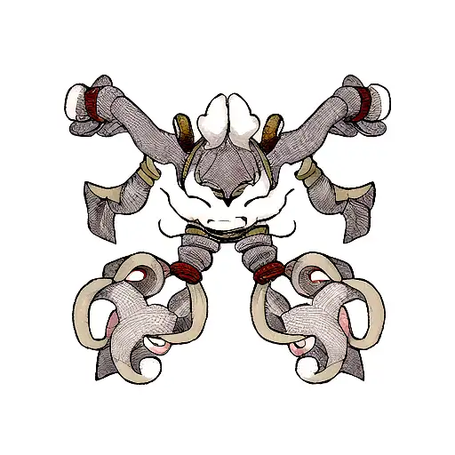 A Series Of Subtle Goat Horns Forming An Abstract Pattern Along The Arms