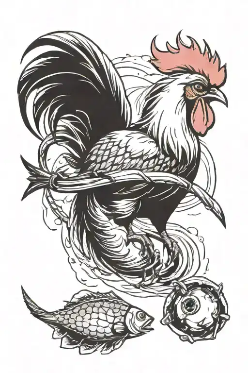 Rooster With Swim Aids And Fishing