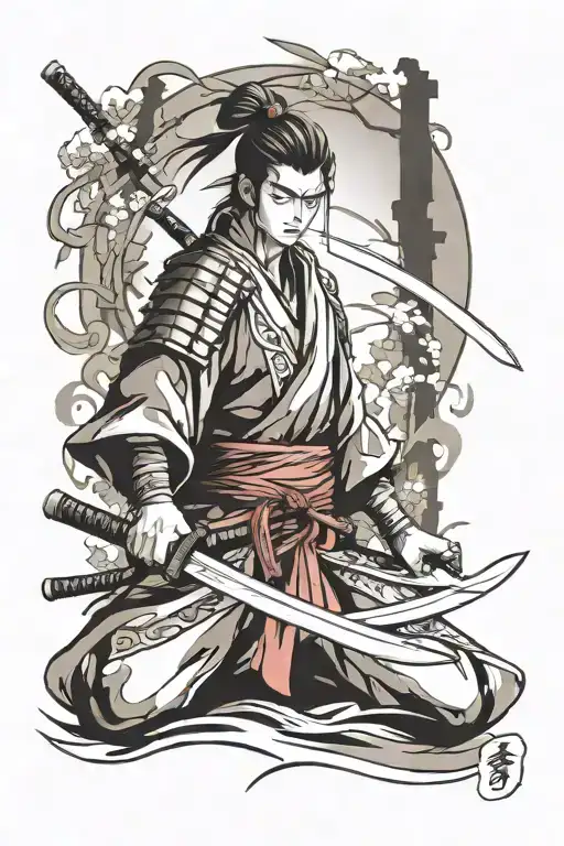 Samurai And Them With Katana