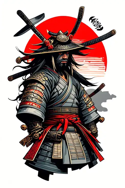 Samurai Against The Background