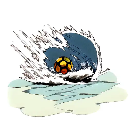 Soccer Ball With A Crashing Ocean Wave And Tiger Stripes On The Ball