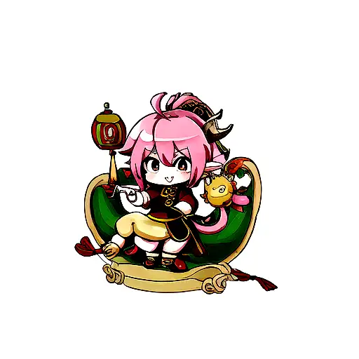 Cute Cartoon Dragon Holding Chinese Gold