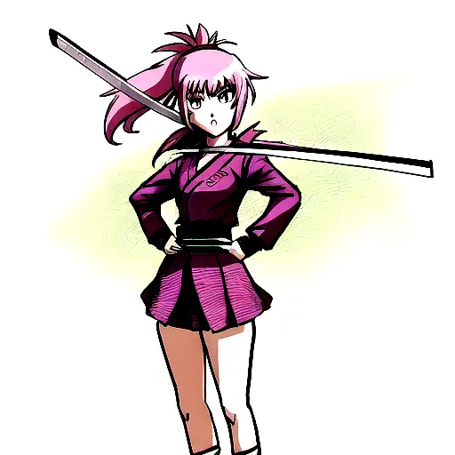 Girl Samurai With Neon