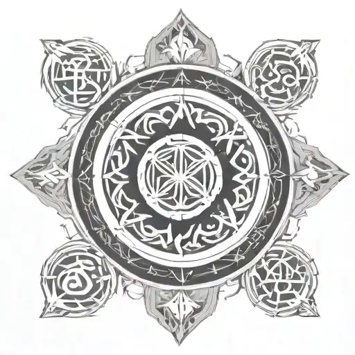 Magic Circle Made With Runes