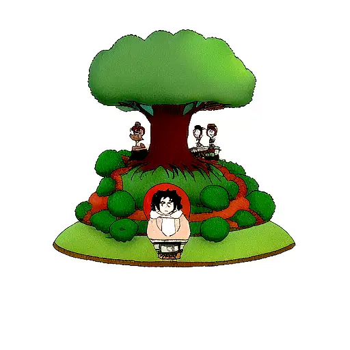 Studio Ghibli Characters All In And Around A Tree